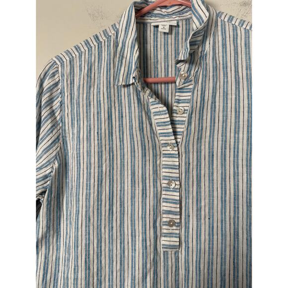 J Jill Perfect Linen Relaxed Tunic Popover Tahitian Teal Womens Size M Petite - Picture 3 of 9